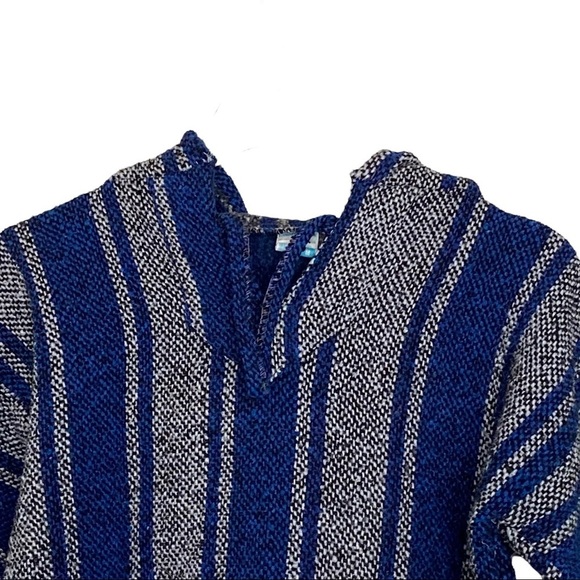 Vintage Chavitos Drug Rug Baja Acrylic Hoodie Pullover Native Tribe Navajo M - Picture 2 of 6